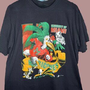 90s University of Miami Hurricanes Graphic Retro black T-shirt Unisex Men Women